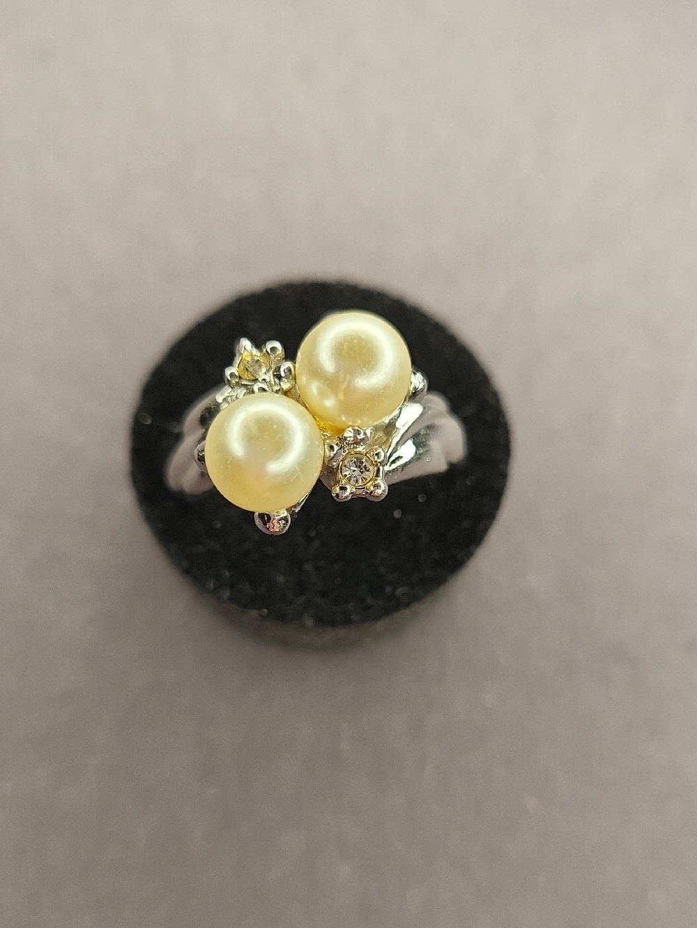 Pearl Cluster Ring with Champagne Pearls and Sparkle Accents